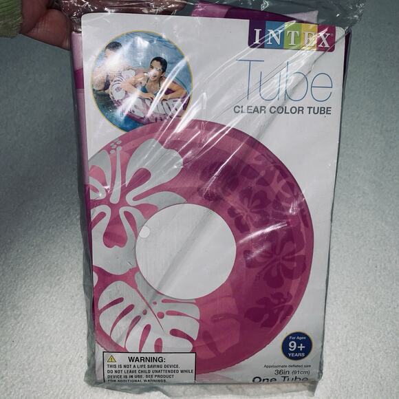Inflatable Swimming Pool Clear Pink Color 36" Tube Ring Float Intex #59251 New - Picture 1 of 5
